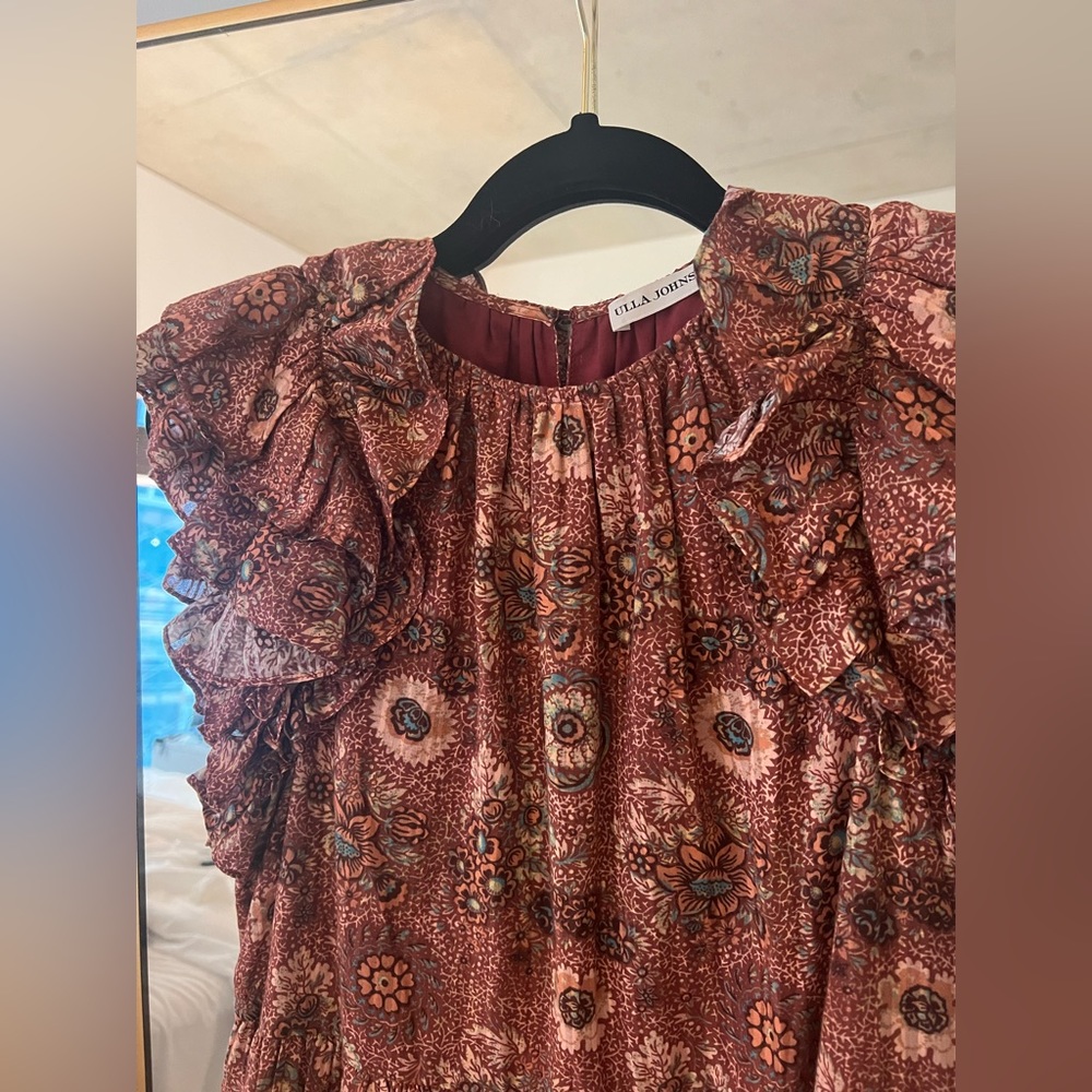 Ulla Johnson Adele Flutter Sleeve Mini Dress In R… - image 6
